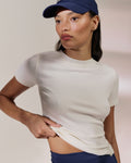 Modal Soft Rib Short Sleeve Top - Marshmallow White